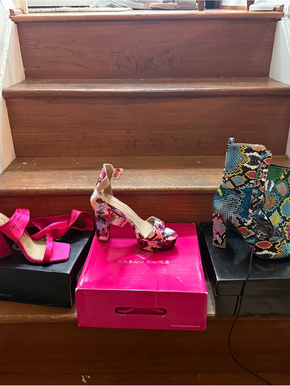 Bundle deal Floral Platform Ankle-Strap Heels in Pink and Blush